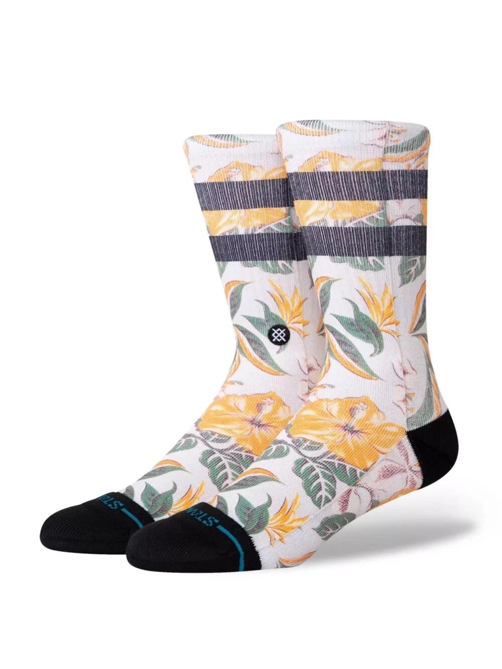 NWT Stance x Dwayne Wade Men’s Yellow Floral Crew Socks